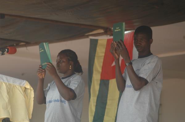 ntm02.jpg B ŋɔnŋ niwulug Yendu Kadapaaɔnŋ. / Présentation du NT Moba au public. / Presentation of the Moba NT to the public.